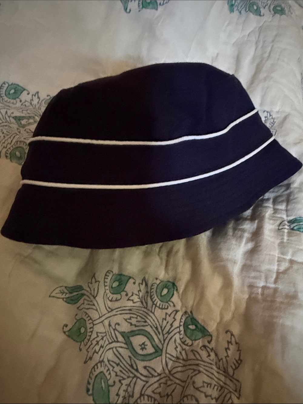 Janie and Jack Navy Bucket Hat with White Piping